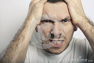 Portrait of a furious man Stock Photo