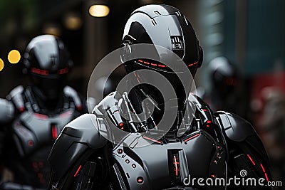 Portrait of futuristic robot policeman Stock Photo