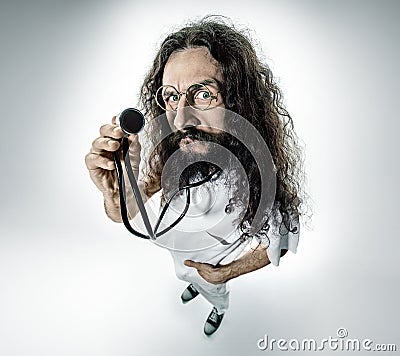 Portrait of a geek, skinny doctor Stock Photo