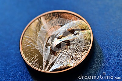 The portrait of genghis khan on a mongolian silver coin Stock Photo