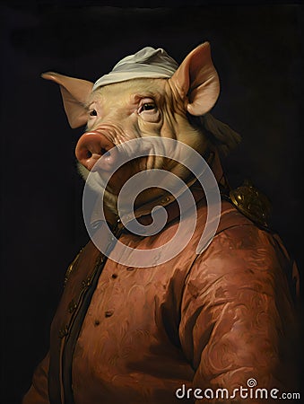 Portrait of a Gentleman Pig Stock Photo