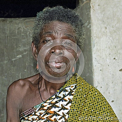 Portrait Ghanaian senior woman, traditional dress Editorial Stock Photo