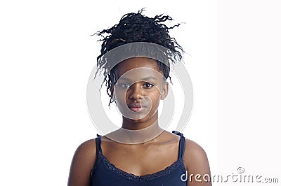 Portrait of a girl african teen on white background Stock Photo