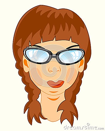 Portrait of the girl bespectacled Stock Photo