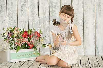 Portrait of a girl Easter decor Stock Photo