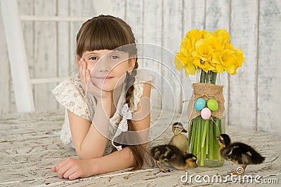 Portrait of a girl Easter decor Stock Photo