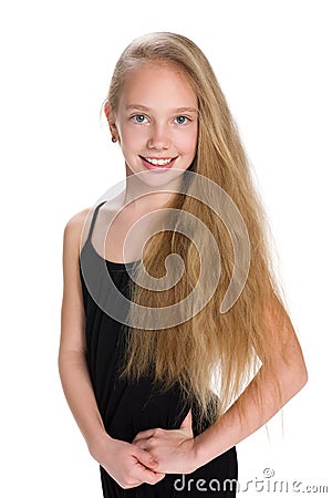 Portrait of a girl with flowing hair Stock Photo