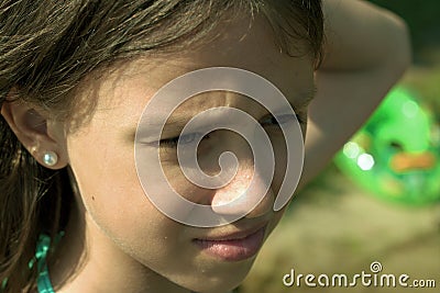 Portrait of a girl on the lake Stock Photo