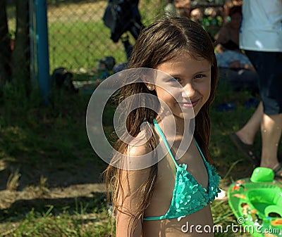 Portrait of a girl on the lake Stock Photo