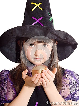 Portrait of girl in magician costume Stock Photo