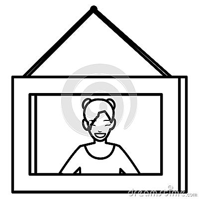 Portrait with girl picture Vector Illustration