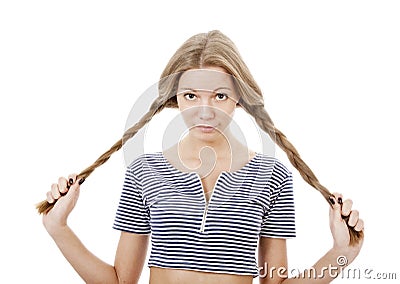 Portrait of girl with two plaits Stock Photo