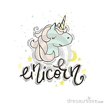 Portrait of a girl-unicorn Vector Illustration