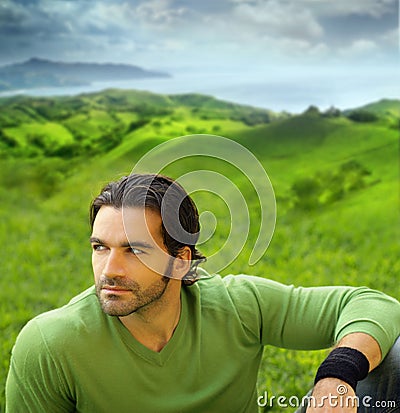 Portrait of a good-lookiing man in natural setting Stock Photo