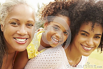 Portrait Of Grandmother With Daughter And Granddaughter Stock Photo