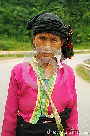 Portrait of a grandmother ethnicity Khang Stock Photo