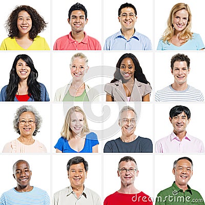 Portrait Group of Multiethnic People Smiling Stock Photo