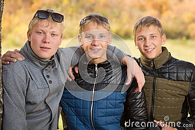 Portrait of a group of young boys Stock Photo