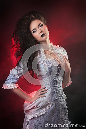 Portrait of halloween vampire woman Stock Photo