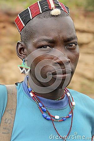 Portrait of the Hamar man. Editorial Stock Photo