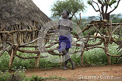 Portrait of the Hamar man. Editorial Stock Photo