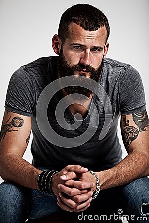 Portrait of handsome bearded man Stock Photo