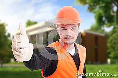 Portrait of handsome engineer thumbs up Stock Photo