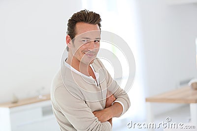 Portrait of handsome man at home Stock Photo