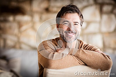 Portrait Of A Handsome Mature man smiling. Stock Photo