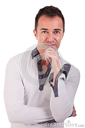 Portrait of a handsome mature man thinking Stock Photo