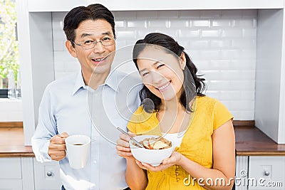 Portrait of happy expectant couple Stock Photo