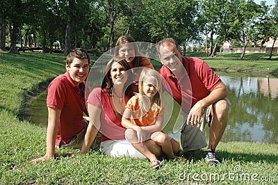 Portrait - happy family of five Stock Photo