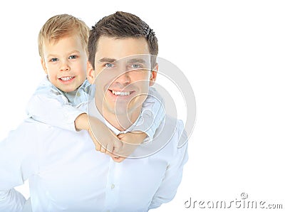 Portrait of happy father and son Stock Photo