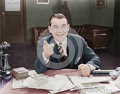 Portrait of happy friendly businessman Stock Photo