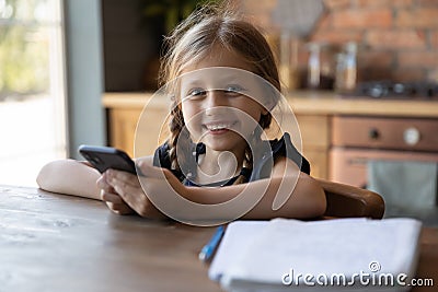 Portrait of happy gen Z preteen school pupil girl Stock Photo