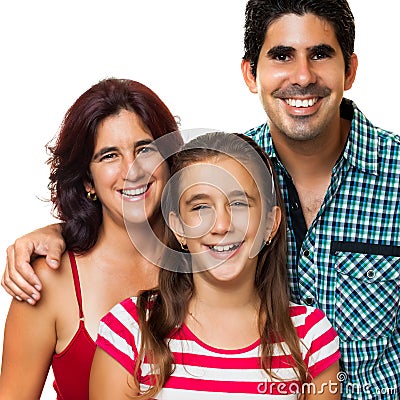 Portrait of a happy hispanic family Stock Photo