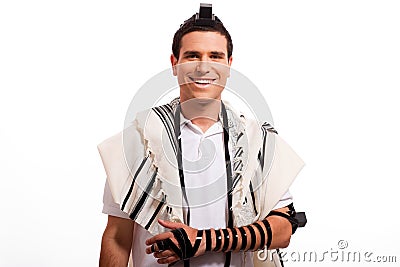 Portrait of happy jewish man smiling Stock Photo