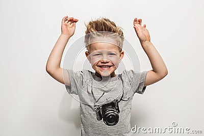 Portrait of happy joyful beautiful little boy Stock Photo