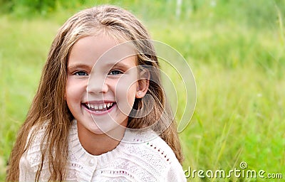 Portrait of happy laughing cute little girl Stock Photo