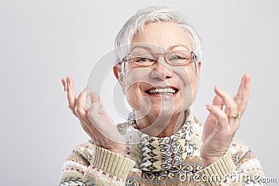 Portrait of happy old woman Stock Photo