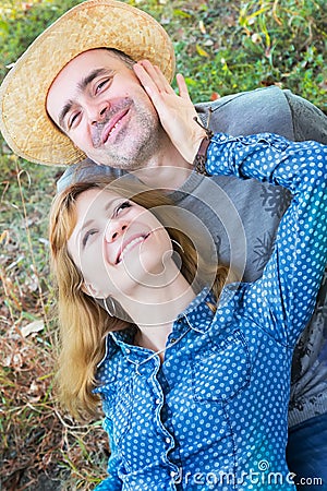 Portrait of a happy romantic couple Stock Photo