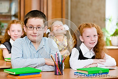 Portrait of happy school children Stock Photo