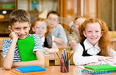 Portrait of happy school children Stock Photo