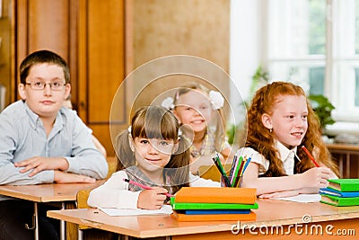 Portrait of happy school children Stock Photo