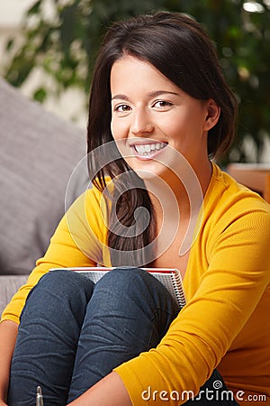 Portrait of happy schoolgirl Stock Photo