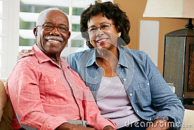 Portrait Of Happy Senior Couple At Home Stock Photo