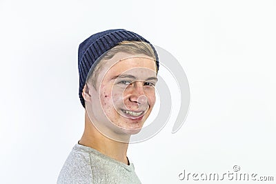 Portrait of a happy smiling boy with cap Stock Photo