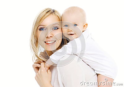 Portrait happy smiling mother and baby having fun Stock Photo