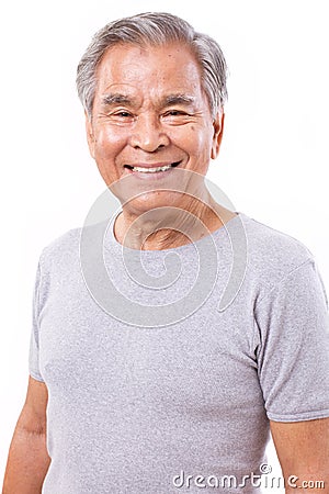 Portrait of happy, smiling, positive senior asian man Stock Photo