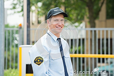 Happy Male Security Guard Stock Photo